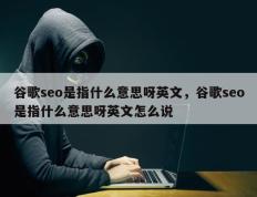 谷歌seo是指什么意思呀英文，谷歌seo是指什么意思呀英文怎么说