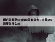 国内做谷歌seo的公司有哪些，谷歌seo需要做什么的