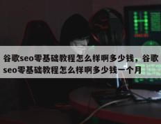 谷歌seo零基础教程怎么样啊多少钱，谷歌seo零基础教程怎么样啊多少钱一个月