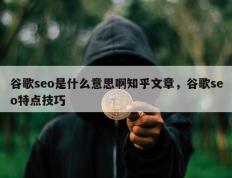 谷歌seo是什么意思啊知乎文章，谷歌seo特点技巧