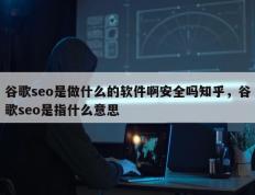 谷歌seo是做什么的软件啊安全吗知乎，谷歌seo是指什么意思