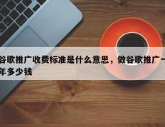 谷歌推广收费标准是什么意思，做谷歌推广一年多少钱