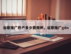 谷歌推广开户多少费用啊，谷歌推广gdn