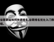 谷歌新站如何快速排名,谷歌排名优化入门教程。
