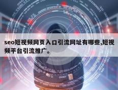 seo短视频网页入口引流网址有哪些,短视频平台引流推广。