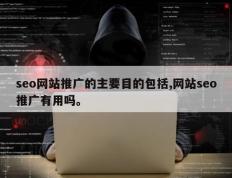 seo网站推广的主要目的包括,网站seo推广有用吗。