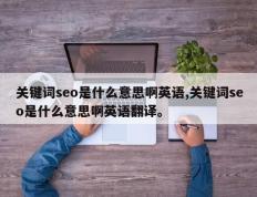关键词seo是什么意思啊英语,关键词seo是什么意思啊英语翻译。