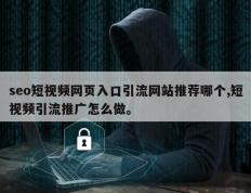 seo短视频网页入口引流网站推荐哪个,短视频引流推广怎么做。