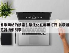 谷歌网站的搜索引擎优化在哪里打开 谷歌游览器搜索引擎