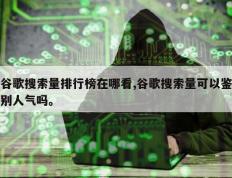 谷歌搜索量排行榜在哪看,谷歌搜索量可以鉴别人气吗。