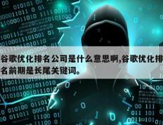 谷歌优化排名公司是什么意思啊,谷歌优化排名前期是长尾关键词。