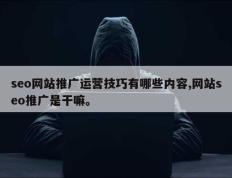seo网站推广运营技巧有哪些内容,网站seo推广是干嘛。