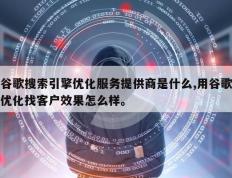 谷歌搜索引擎优化服务提供商是什么,用谷歌优化找客户效果怎么样。