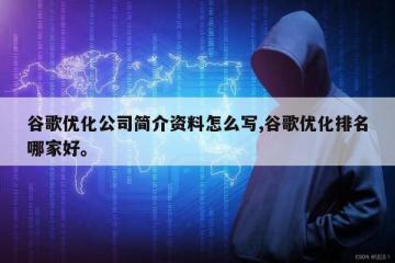 谷歌优化公司简介资料怎么写,谷歌优化排名哪家好。