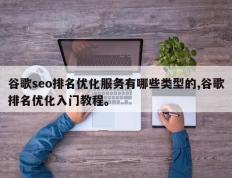 谷歌seo排名优化服务有哪些类型的,谷歌排名优化入门教程。