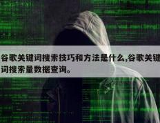 谷歌关键词搜索技巧和方法是什么,谷歌关键词搜索量数据查询。