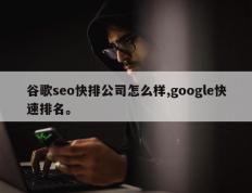 谷歌seo快排公司怎么样,google快速排名。