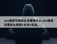 seo搜索引擎优化主要做什么,seo搜索引擎优化原理+方法+实战。