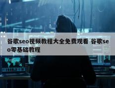 谷歌seo视频教程大全免费观看 谷歌seo零基础教程