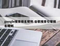 google搜索排名规则 谷歌搜索引擎排名规则