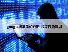 google培训发的透明 谷歌投放培训