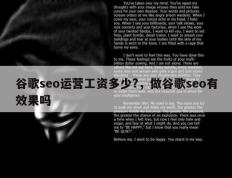 谷歌seo运营工资多少?，做谷歌seo有效果吗