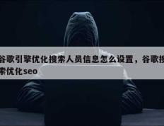 谷歌引擎优化搜索人员信息怎么设置，谷歌搜索优化seo