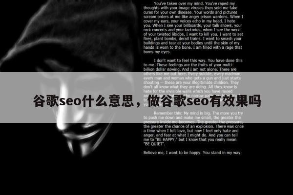 谷歌seo什么意思，做谷歌seo有效果吗