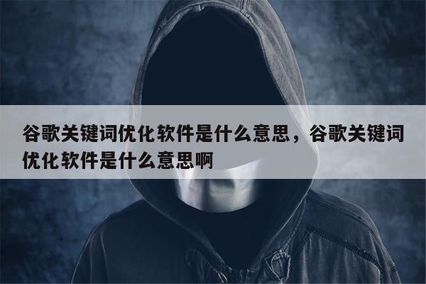 谷歌关键词优化软件是什么意思	，谷歌关键词优化软件是什么意思啊