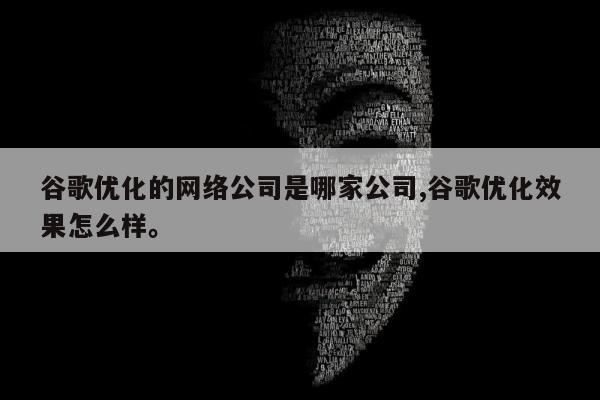 谷歌优化的网络公司是哪家公司,谷歌优化效果怎么样。