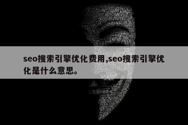 seo搜索引擎优化费用,seo搜索引擎优化是什么意思。
