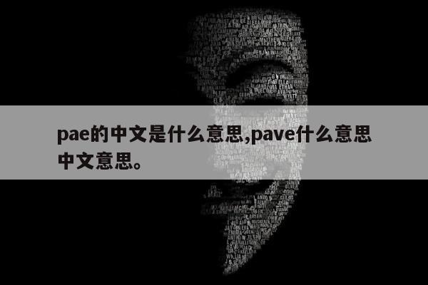 pae的中文是什么意思,pave什么意思中文意思。
