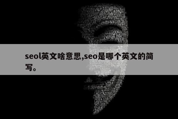 seol英文啥意思,seo是哪个英文的简写	。