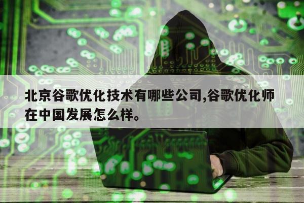 北京谷歌优化技术有哪些公司,谷歌优化师 在中国发展怎么样。